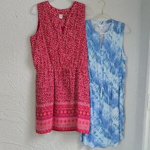 Pair of Gap and Time and True short sleeveless dresses with pockets | Size L
